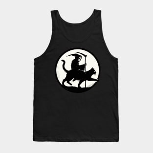 Grim Reaper Riding on Black Cat Tank Top